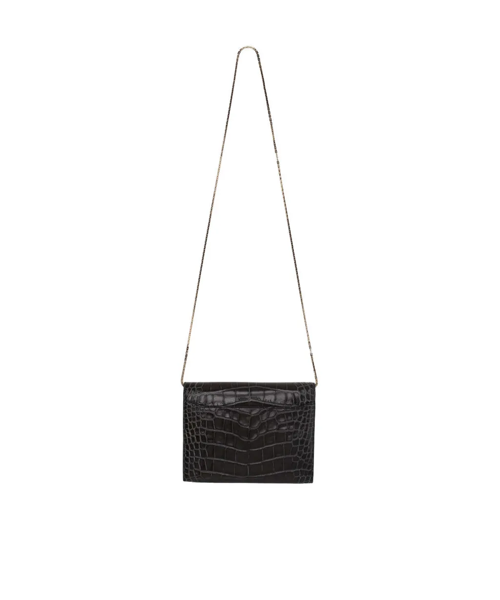 Buckle Detailed Embossed Crossbody Bag