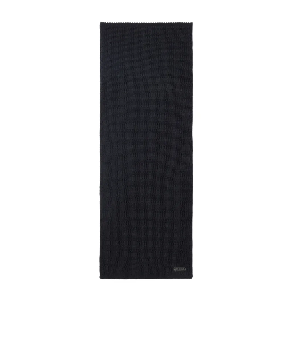 Logo Patch Ribbed Knit Scarf