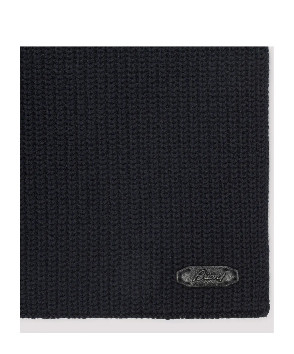 Logo Patch Ribbed Knit Scarf