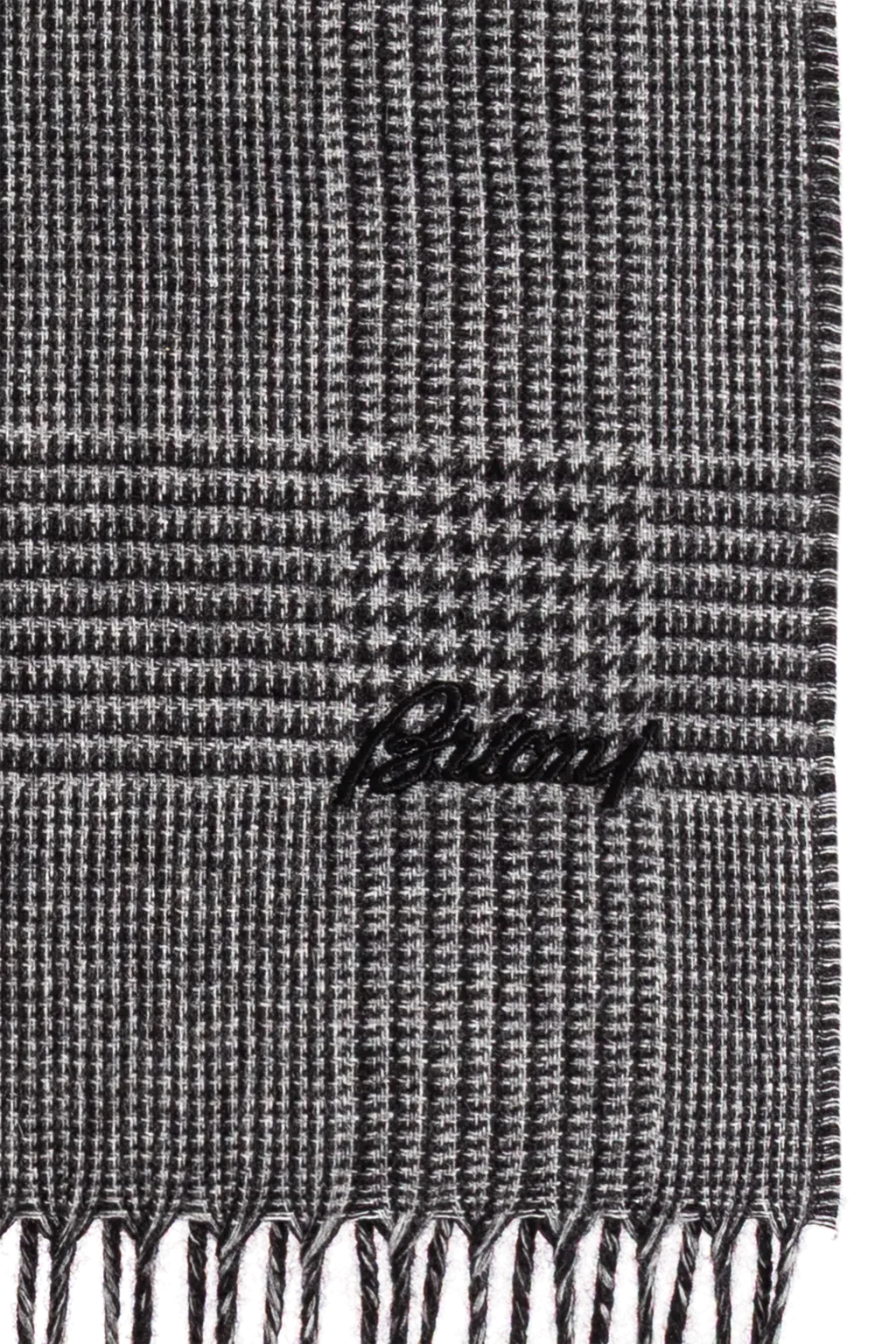 Houndstooth-Pattern Fringed Scarf