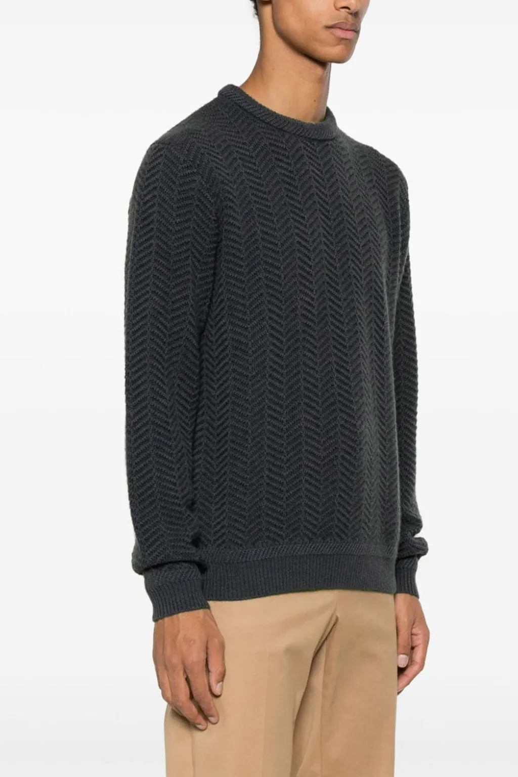 Chevron-Knitted Cashmere Jumper
