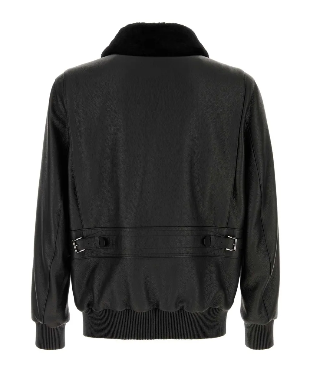 Long-Sleeved Leather Jacket