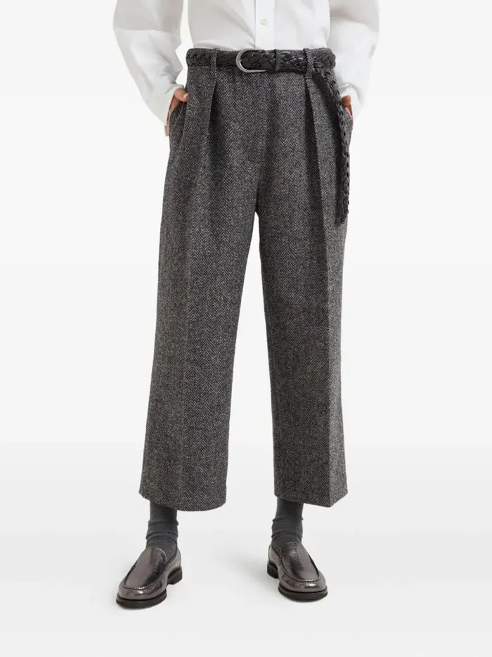High-Waisted Pleated Trousers