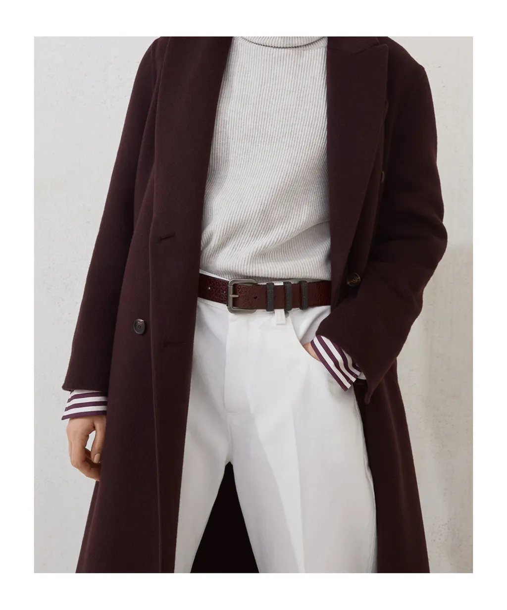 Glossy Hammered Calfskin Belt With Shiny Loops