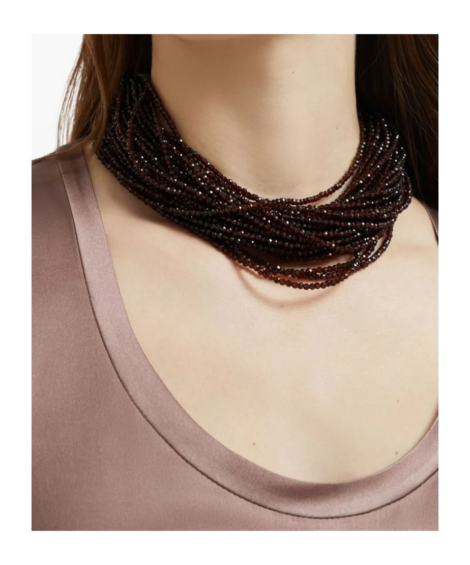 Rows Of Multifaceted Beads Choker