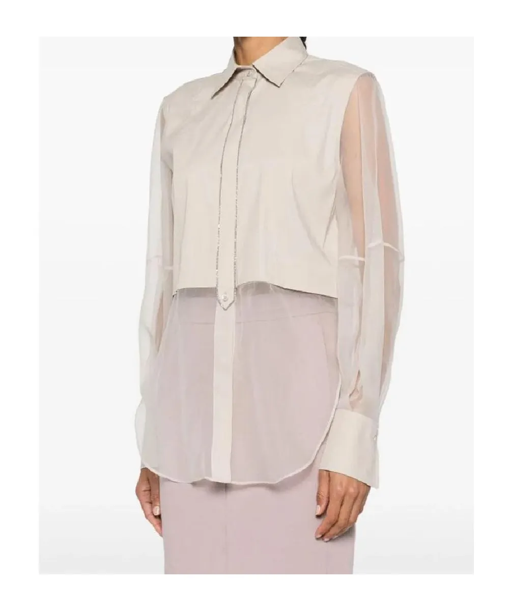 Monili-Chain Semi-Sheer Shirt