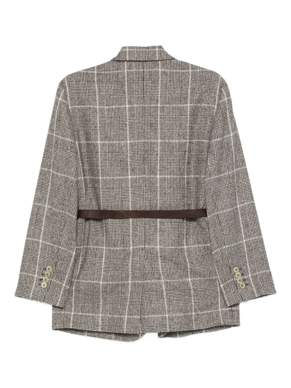 Checked Belted Blazer
