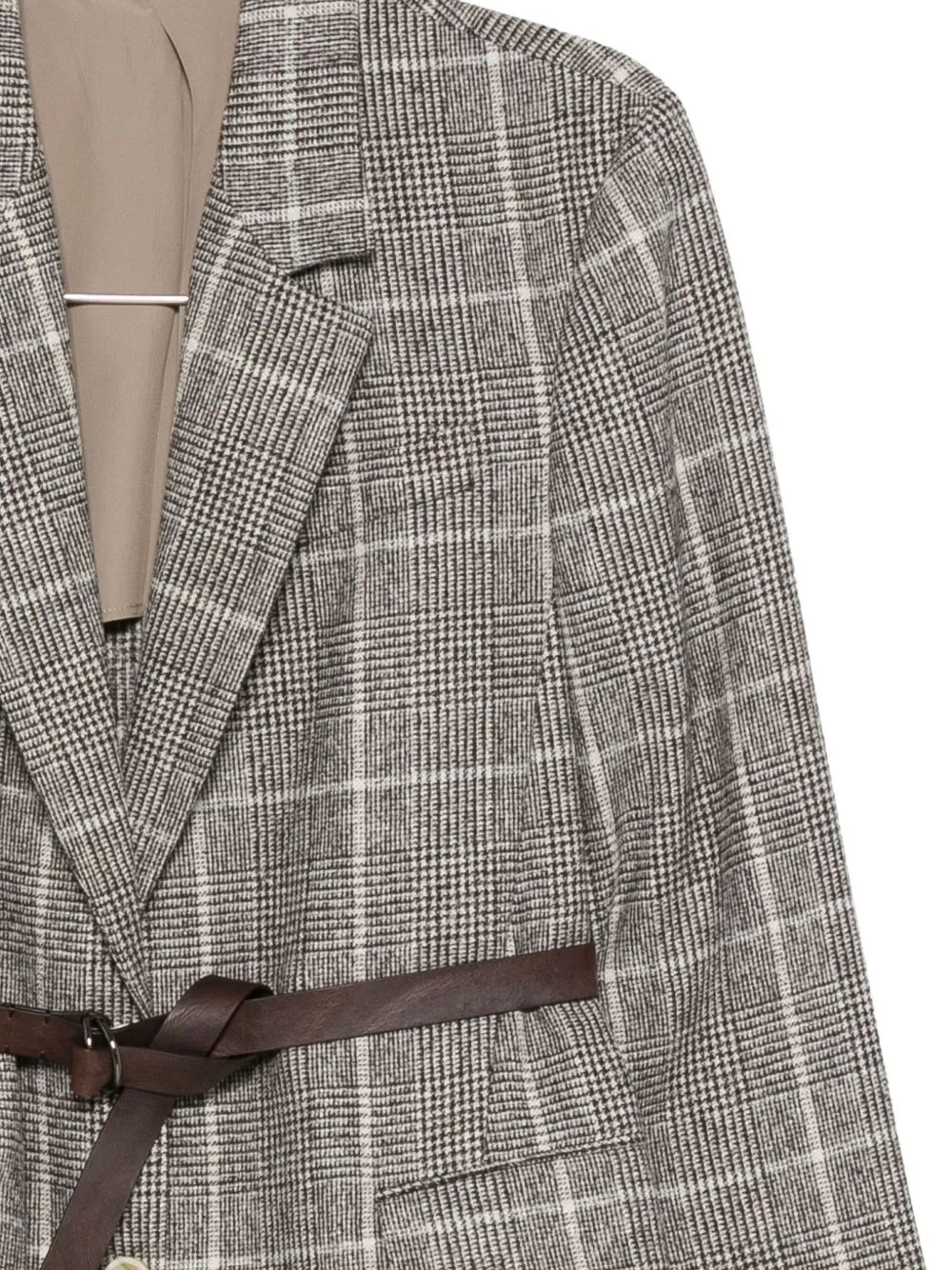 Checked Belted Blazer