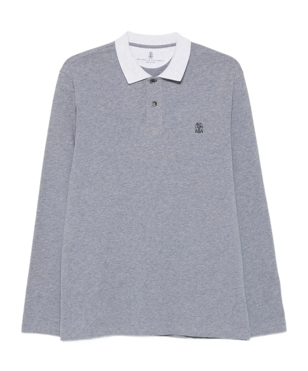 Long-Sleeve Cotton Polo Shirt