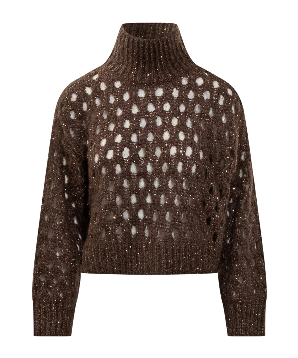 Sequin-Embellished High-Neck Sweater
