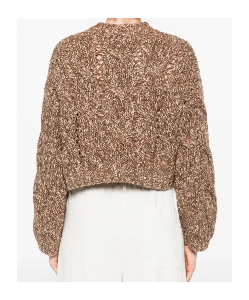 Cable-Knit Balloon-Sleeve Sweater