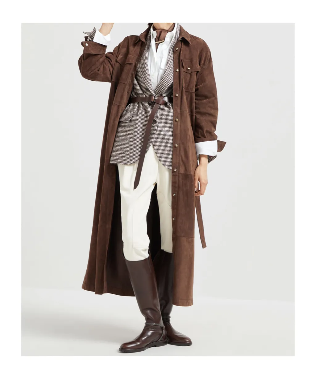 Belted Suede Shirt Dress