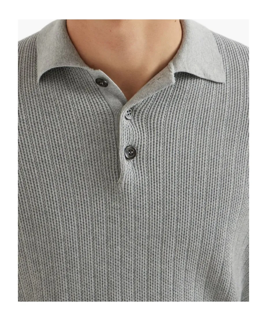 Long Sleeved Ribbed Polo Shirt