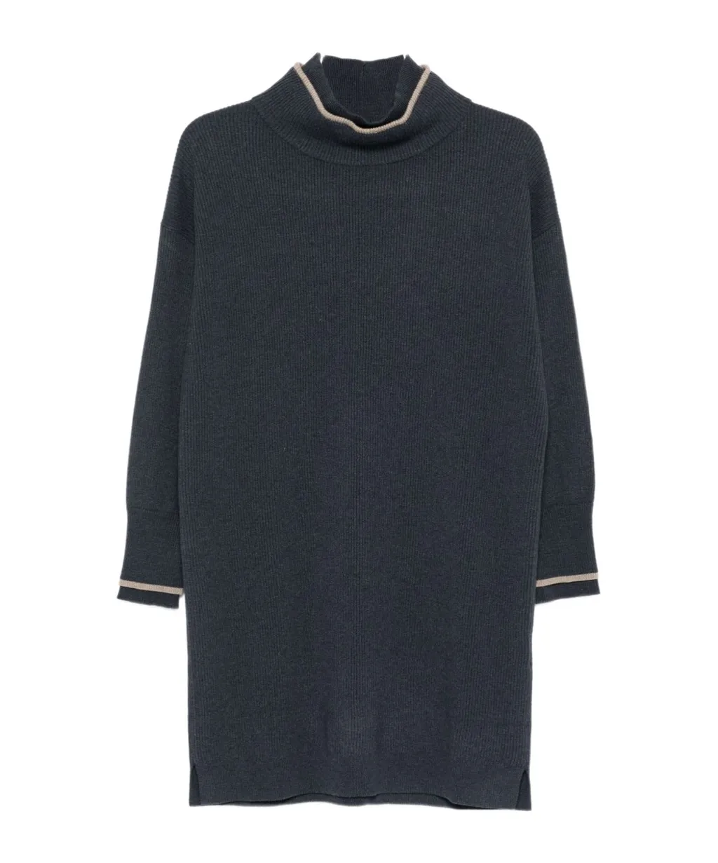 Ribbed High-Neck Mini Dress