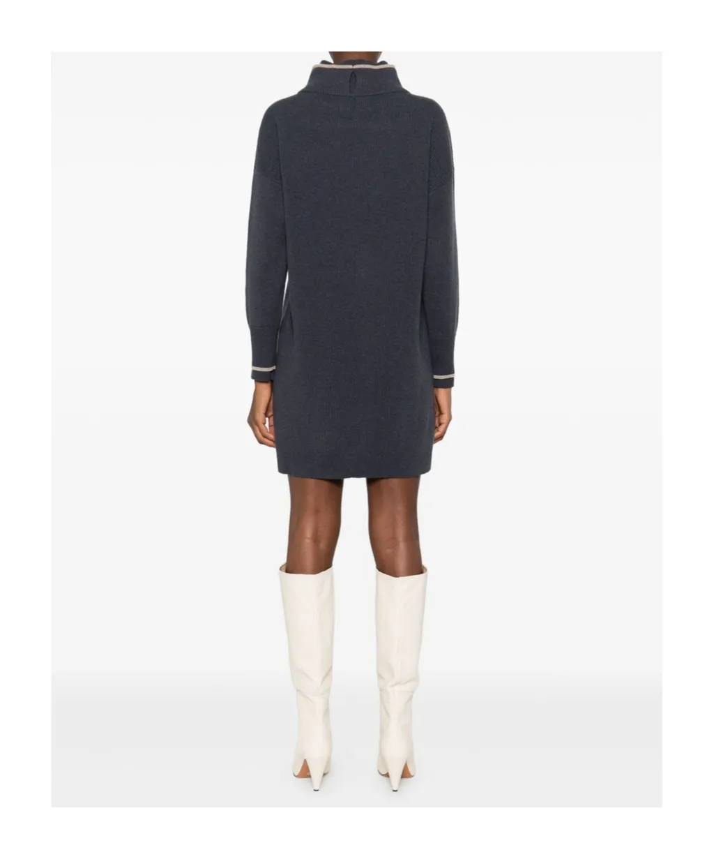 Ribbed High-Neck Mini Dress