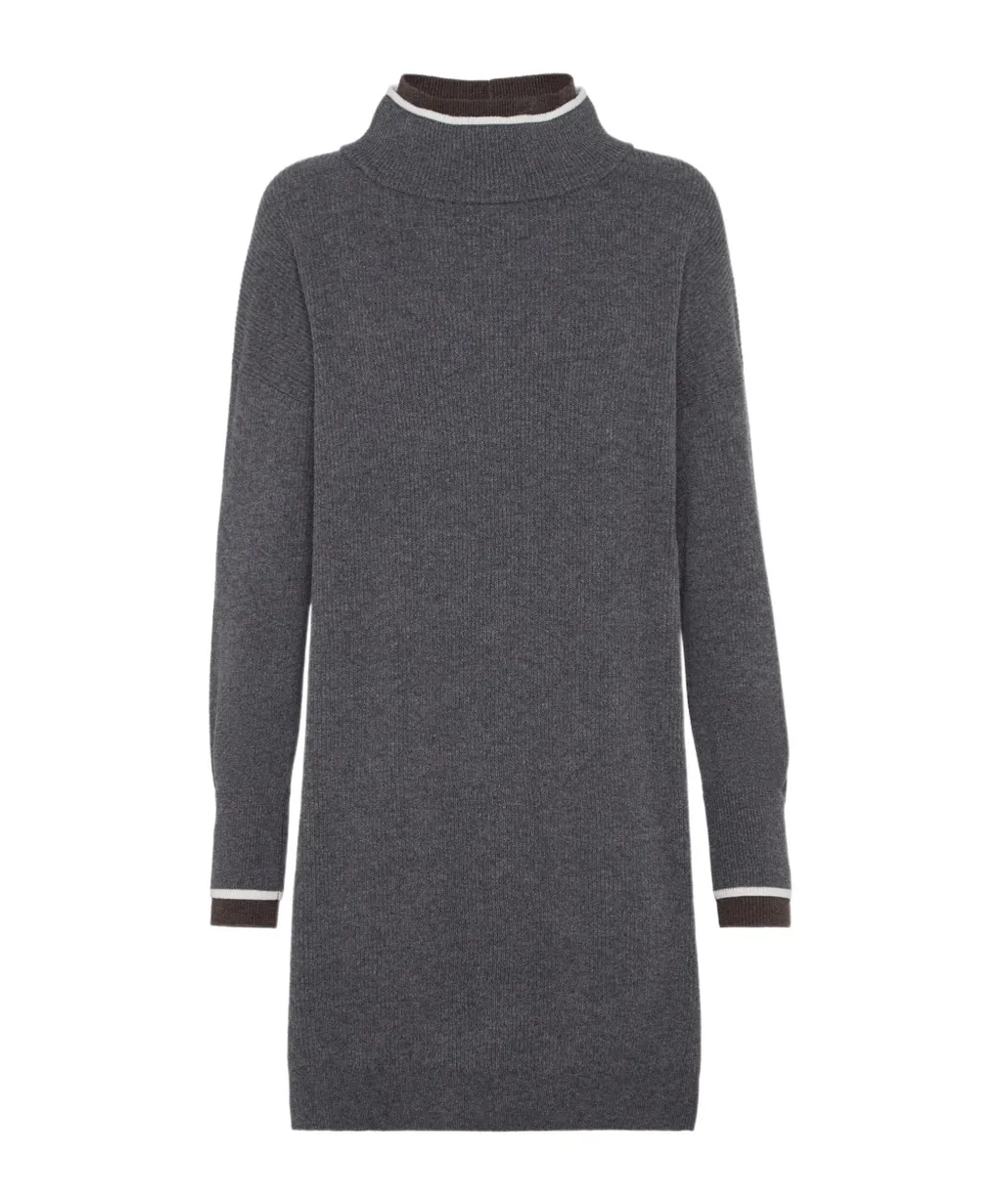 High Neck Ribbed Mini Dress