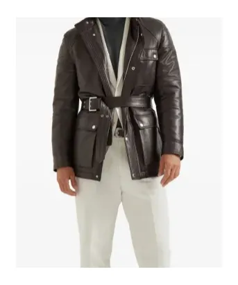 Belted Leather Safari Jacket