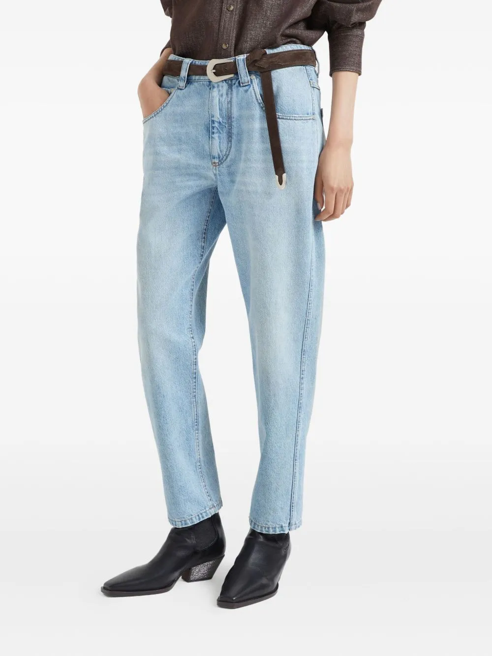 Logo Patch Straight Leg Jeans