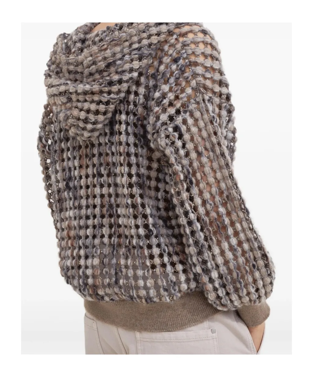 Balloon Sequin-Embellished Zip-Up Cardigan