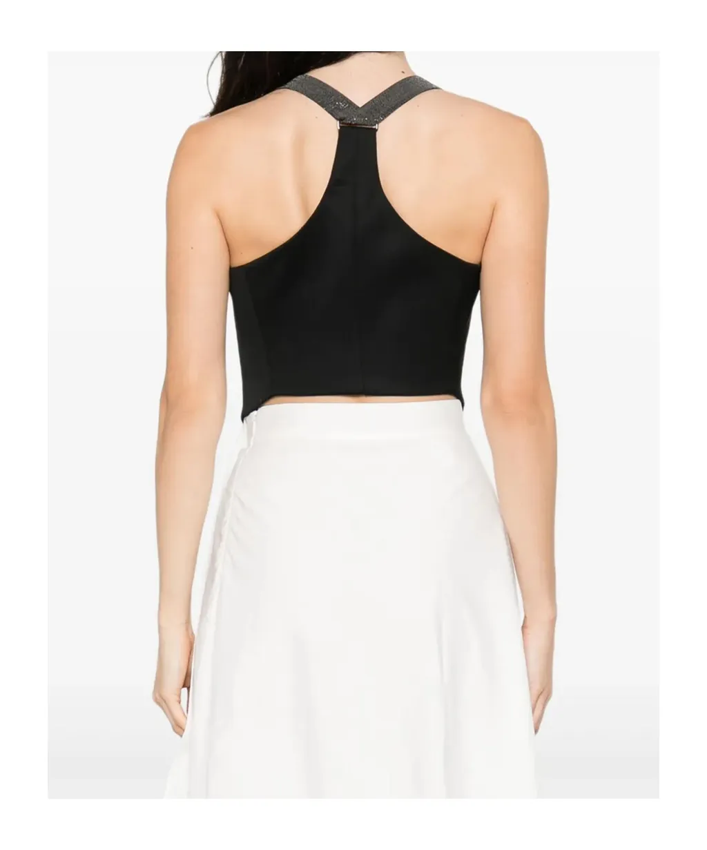 Glitter-Strap Buttoned Waistcoat