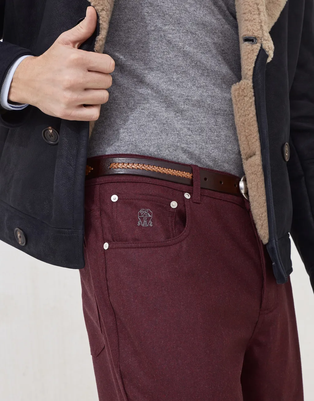 Five-Pocket Virgin Wool Flannel Trousers
