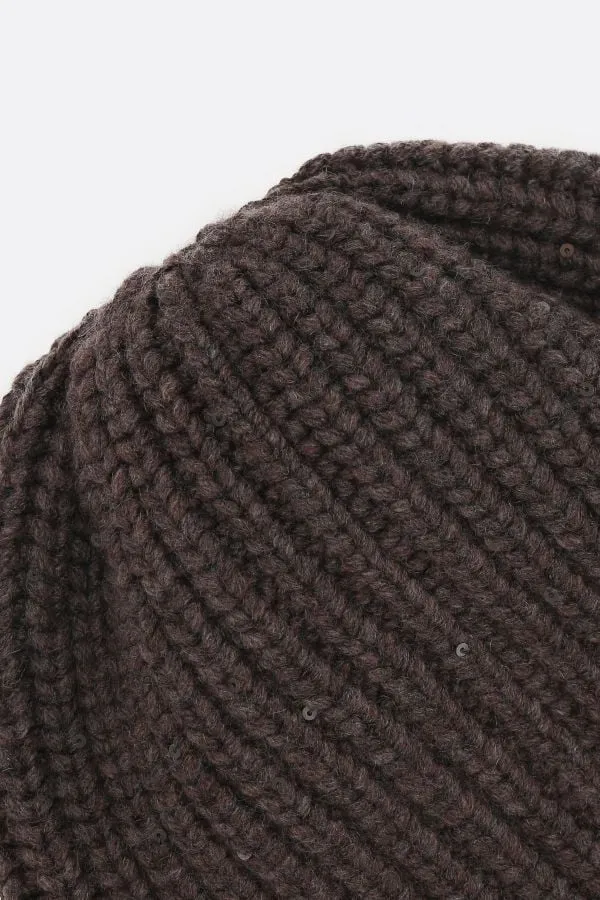 Sequin Embellished Ribbed Beanie