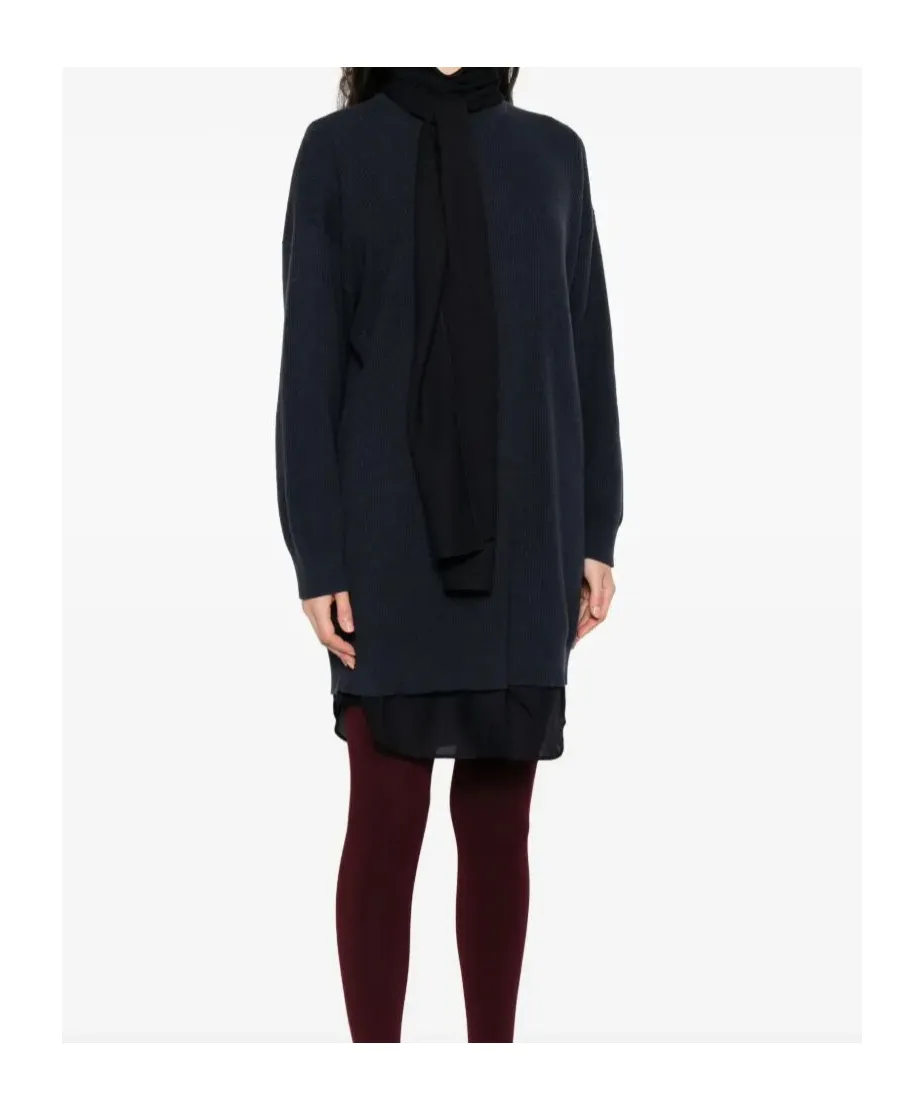 Ribbed Tie-Neck Dress