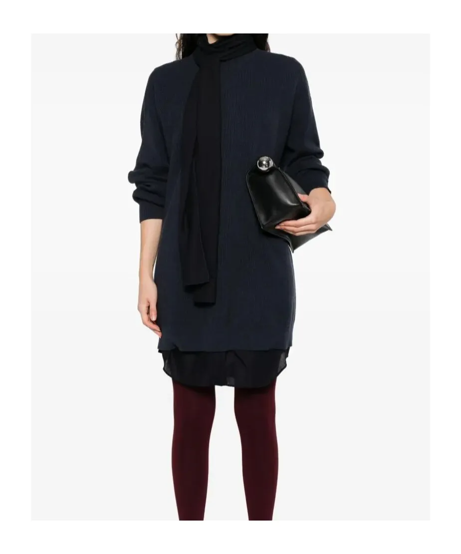 Ribbed Tie-Neck Dress