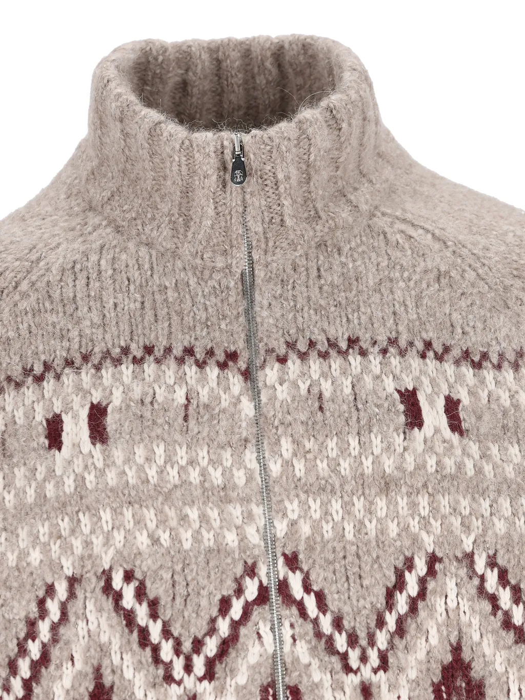 High-Neck Patterned Cardigan