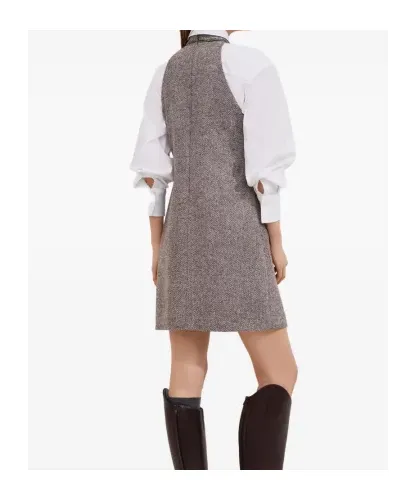 Halter-Neck Herringbone Tweed Dress