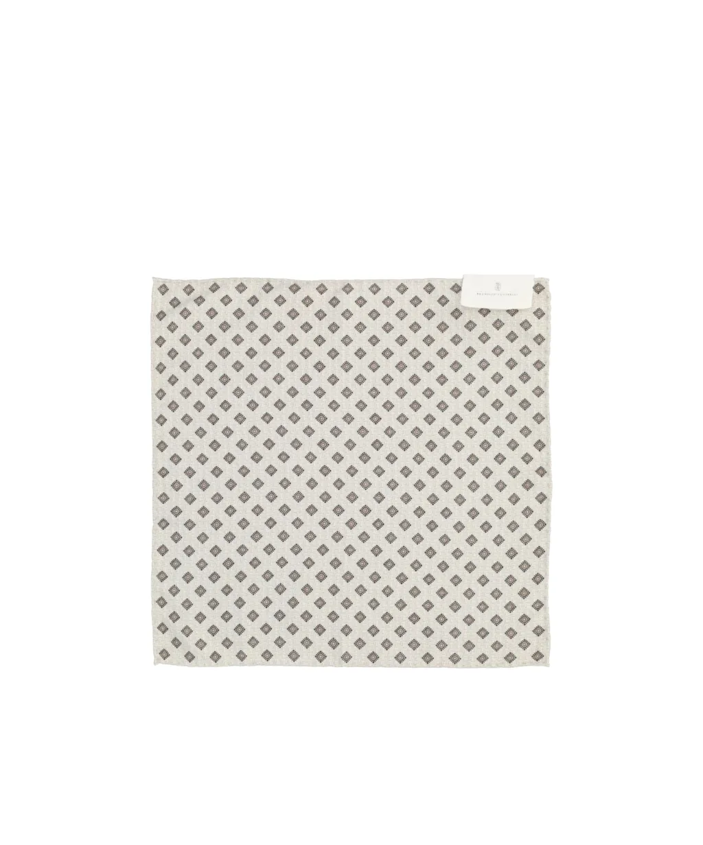 Geometric-Pattern Silk Pocket Square