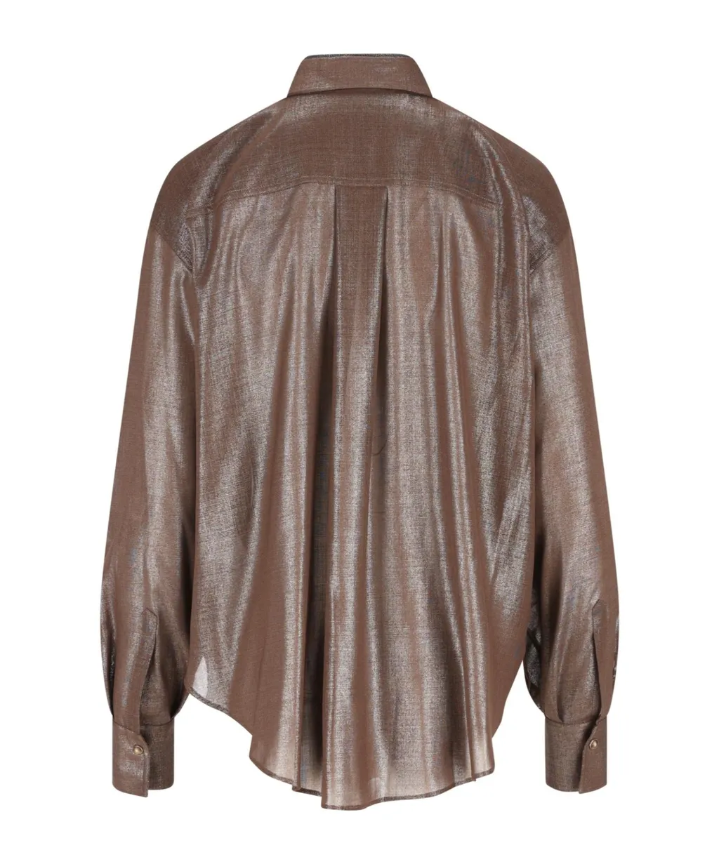 Metallic-Effect Button-Down Shirt