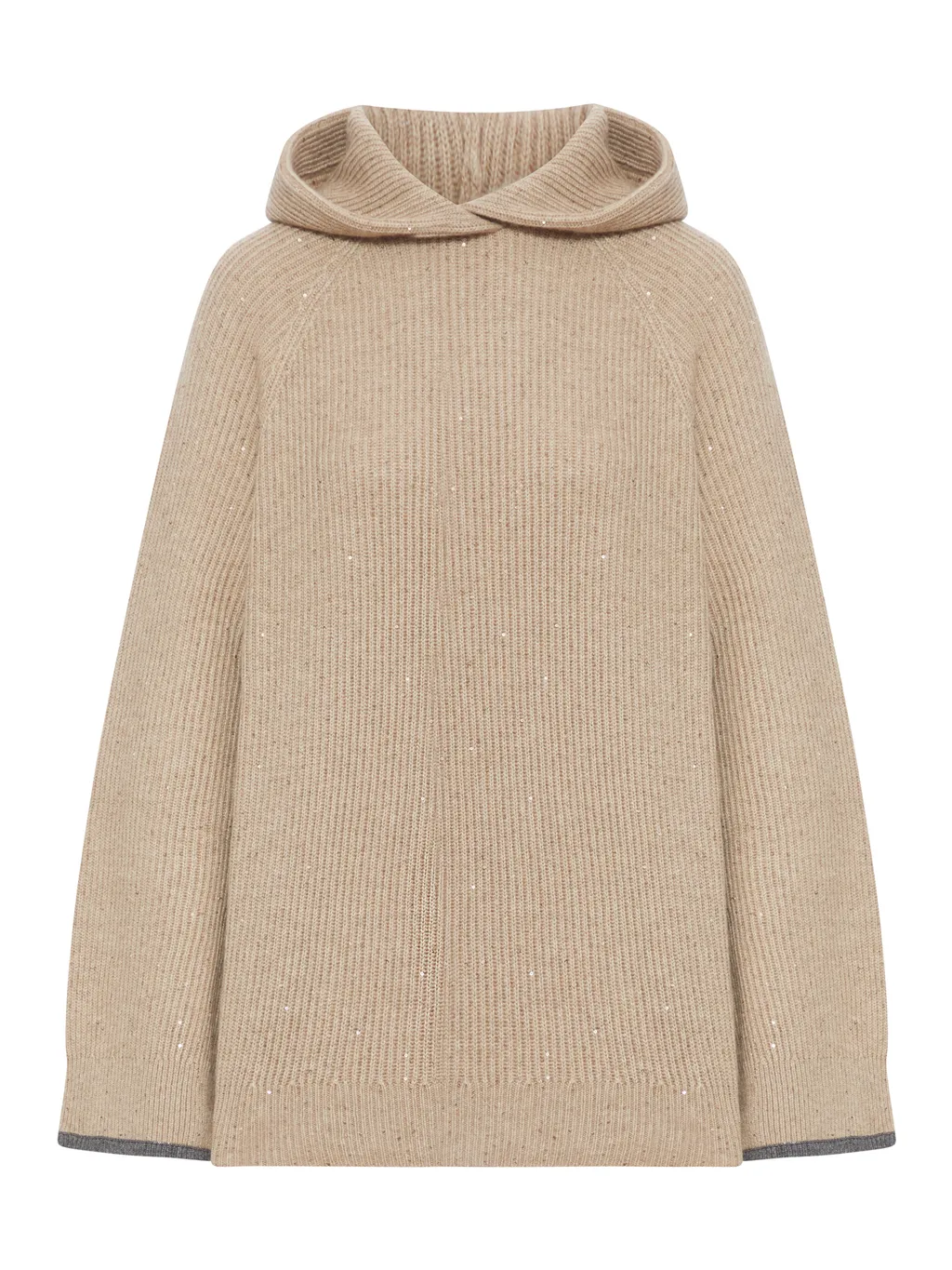 Sequin-Embellished Hooded Cashmere Sweater
