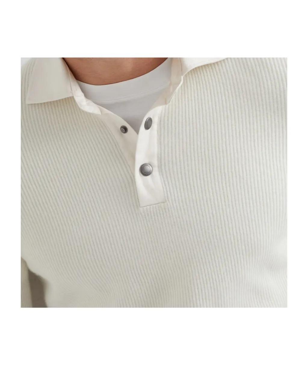 English Rib Knit Twill Spread Collar Polo Shirt