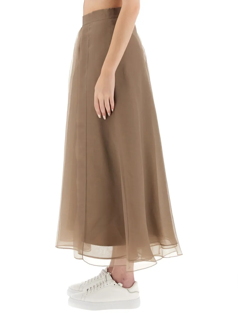 Crispy Satin Paneled Circle Skirt