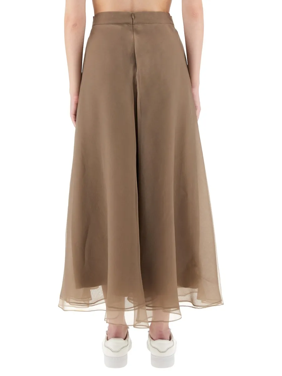 Crispy Satin Paneled Circle Skirt