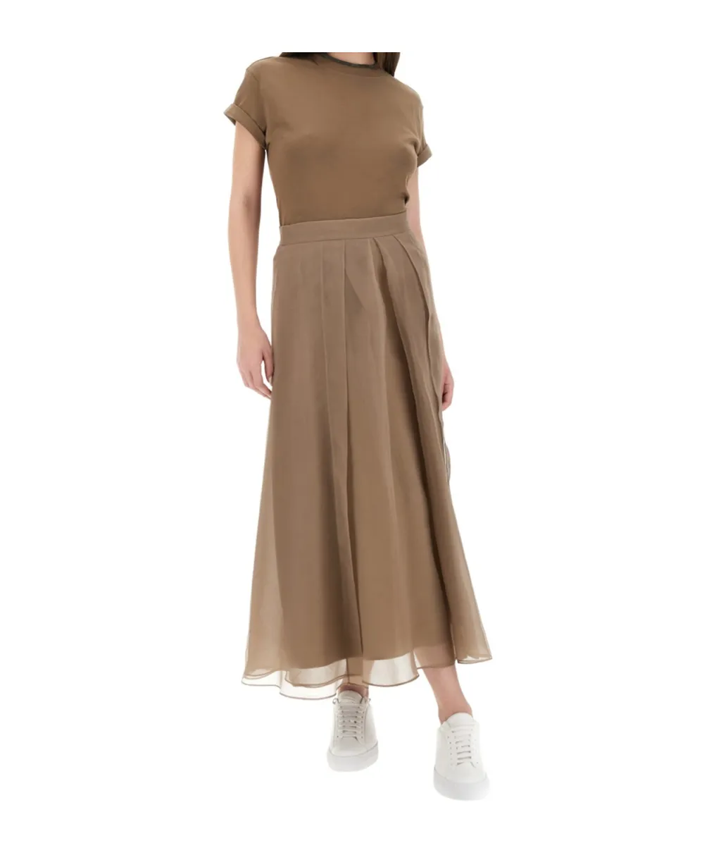 Crispy Satin Paneled Circle Skirt
