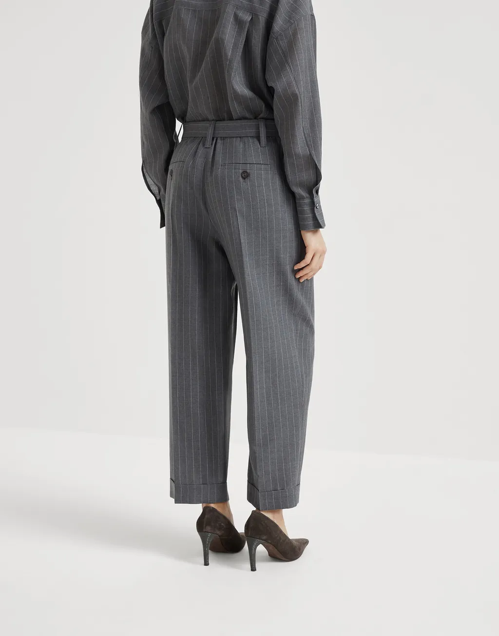 Pinstriped Cropped Pants