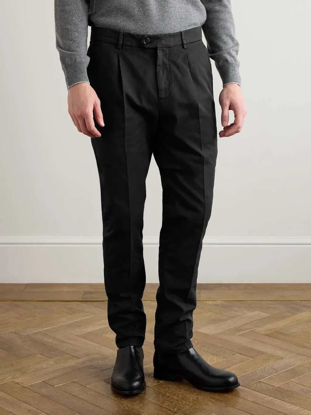 Cotton Straight-Leg Trousers