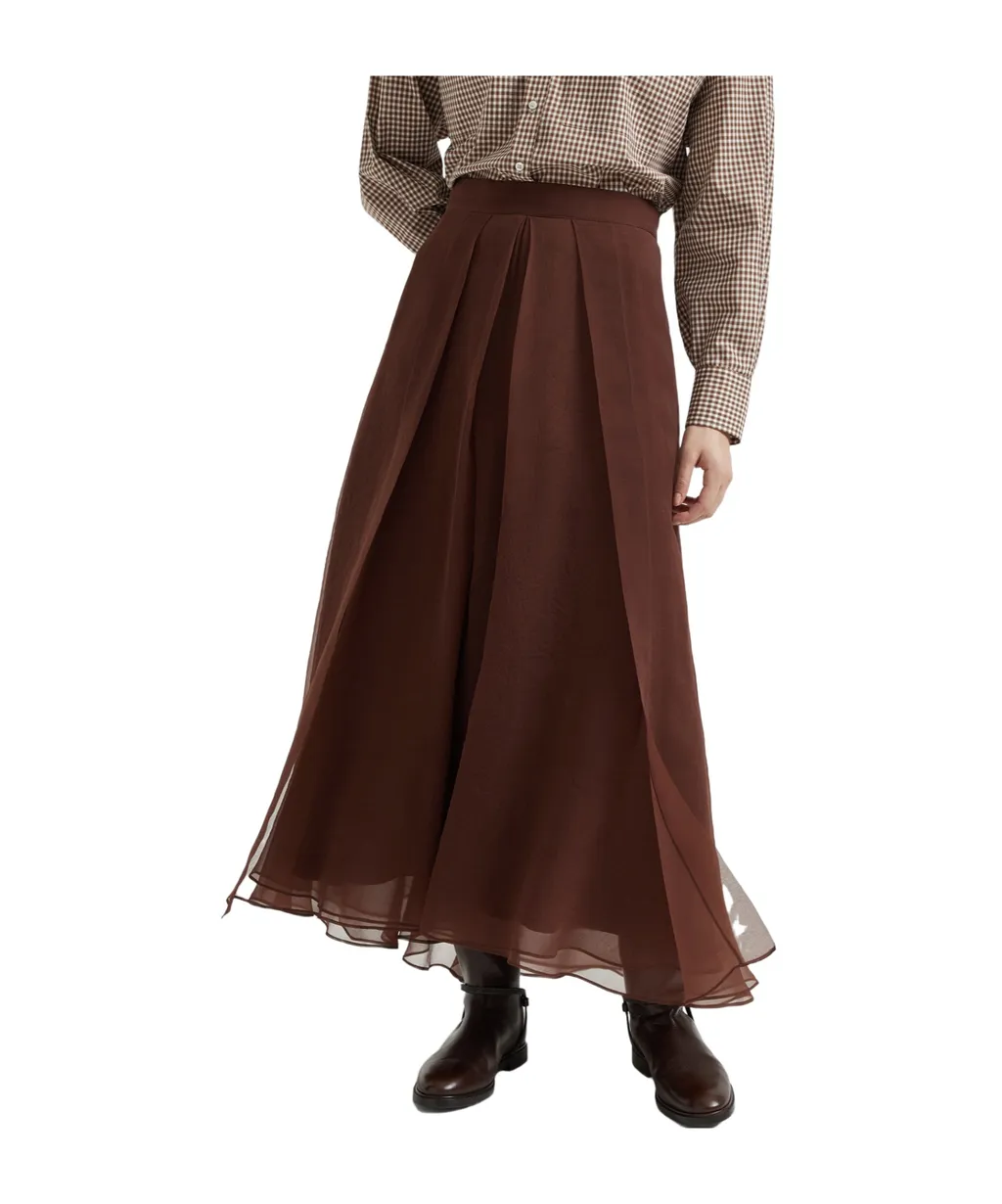 Crisp Silk Paneled Circle Skirt