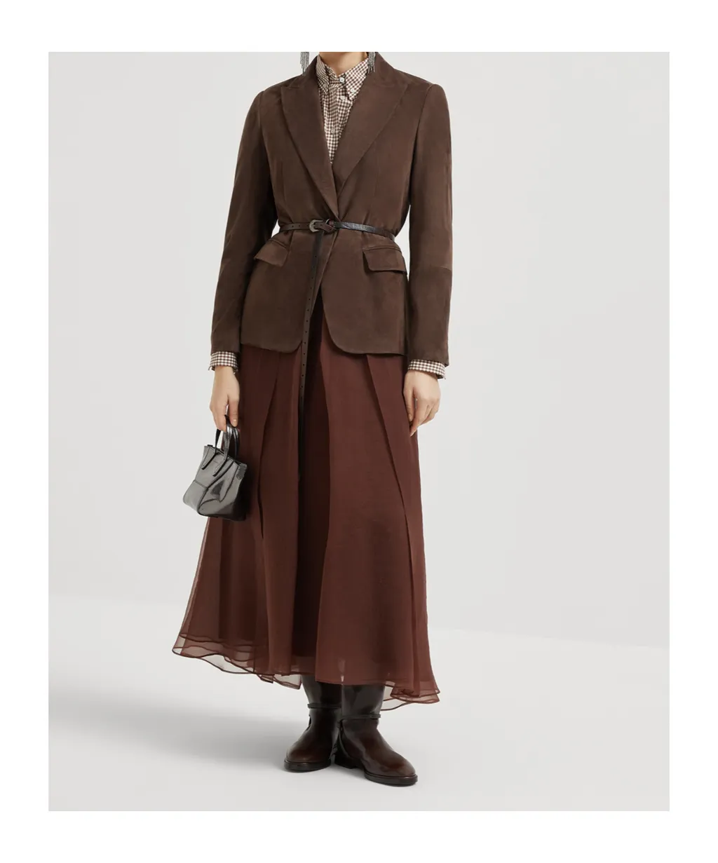 Crisp Silk Paneled Circle Skirt