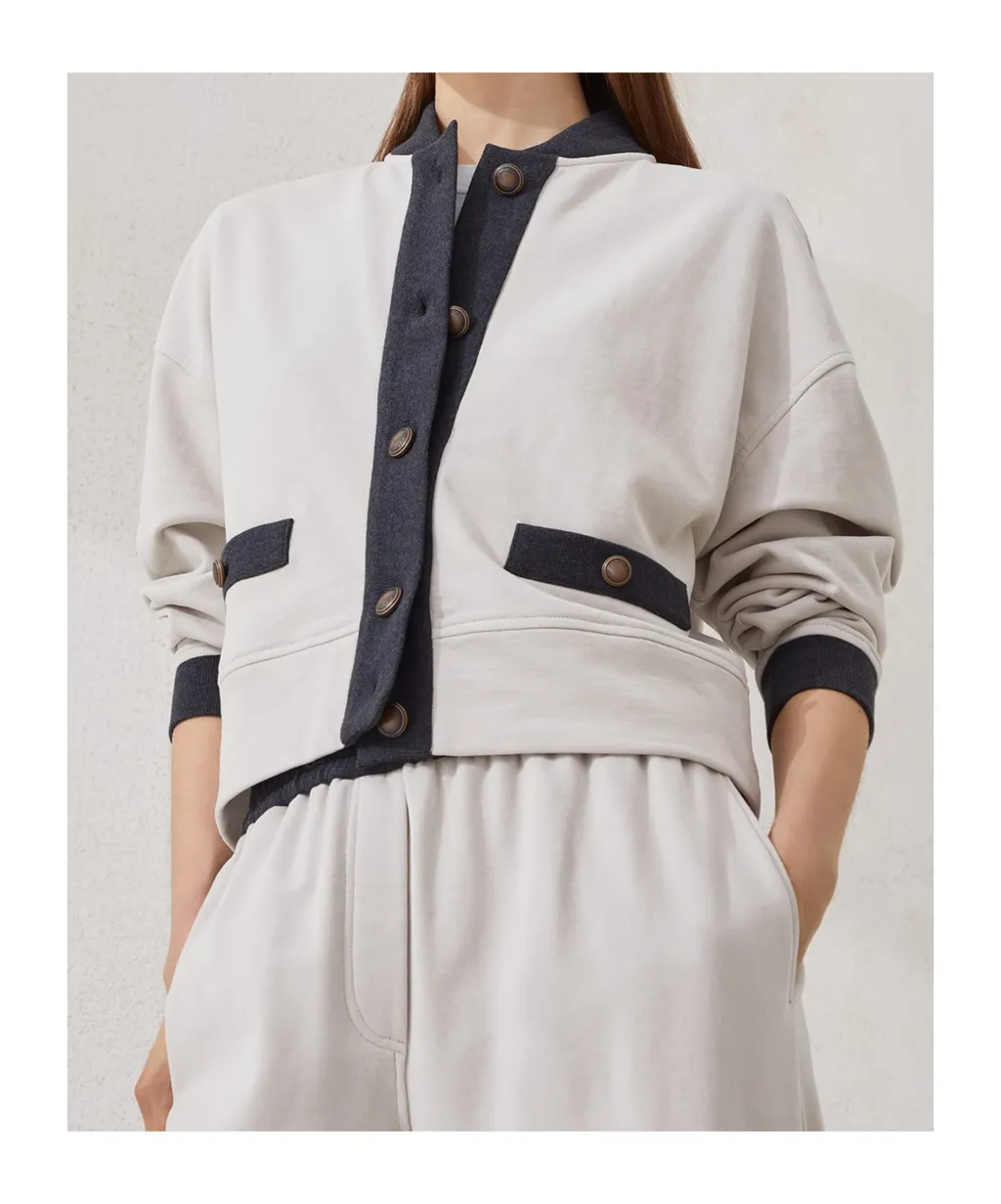 Button-Fastening Panelled Sweatshirt