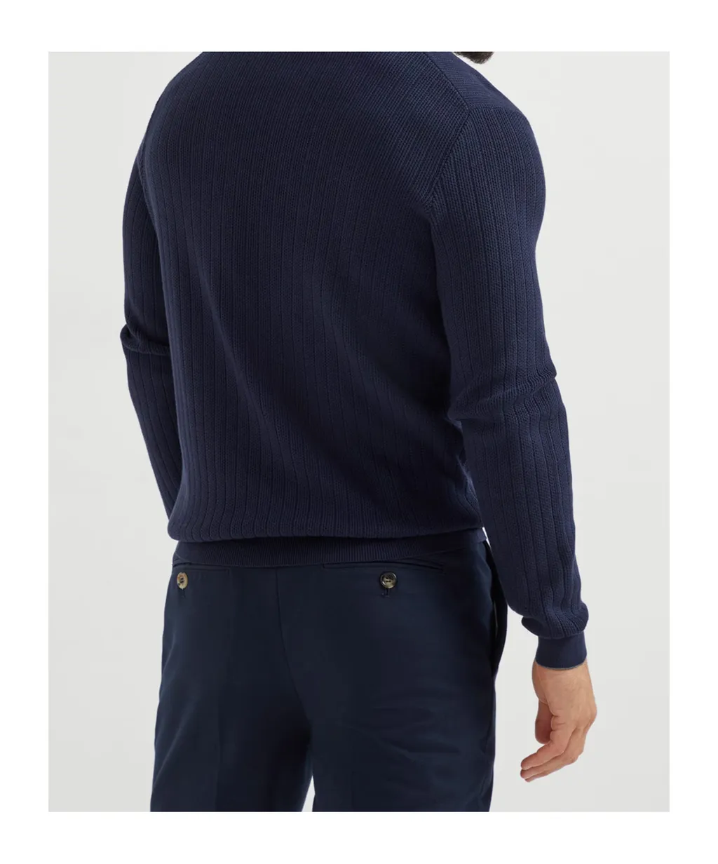 Long Sleeved Ribbed Polo Shirt