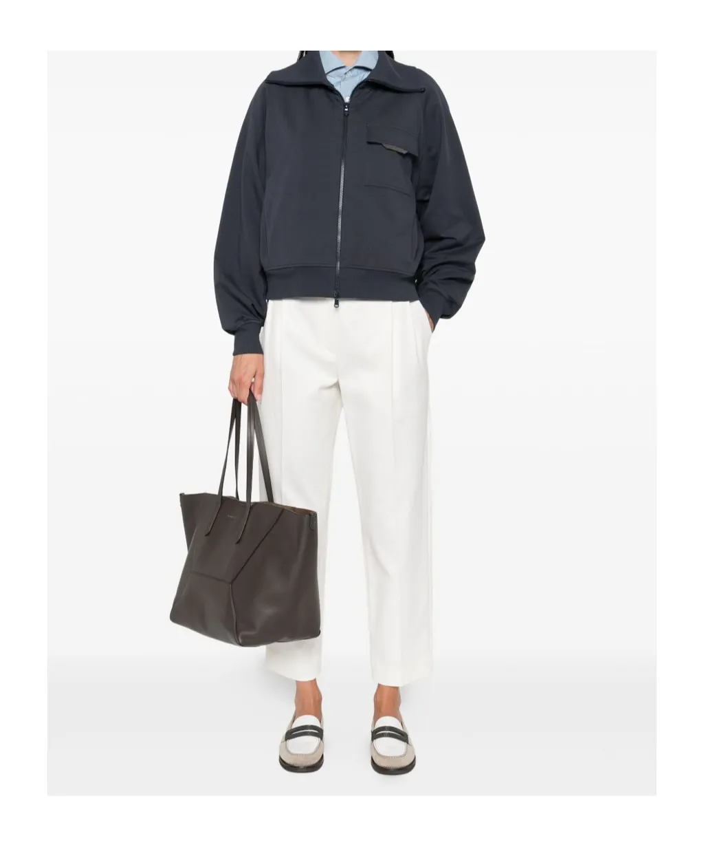 Zip-Fastening Patch-Pocket Top