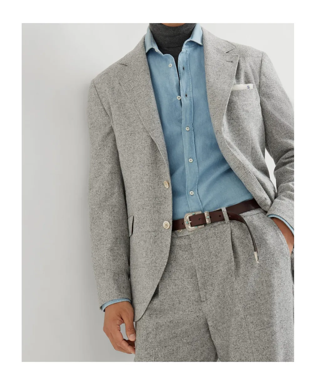 Prince Of Wales Flannel Deconstructed Blazer