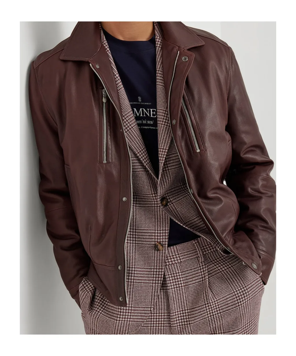 Zip-Fastening Leather Jacket