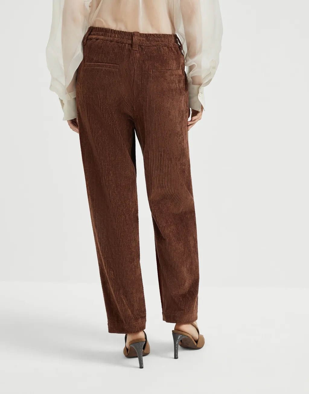 Elasticated Waistband Straight-Leg Trousers