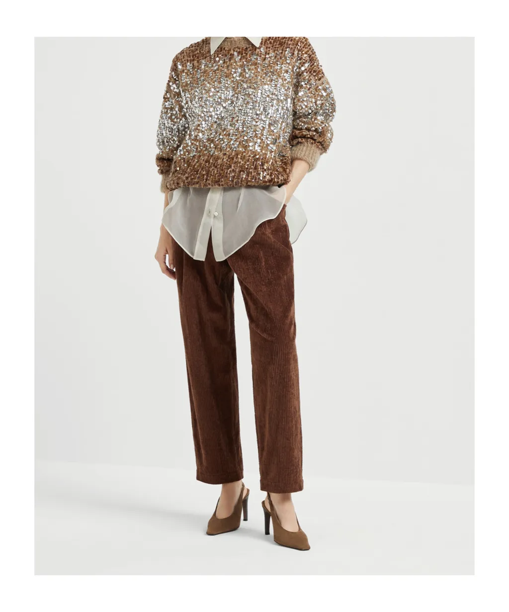 Elasticated Waistband Straight-Leg Trousers