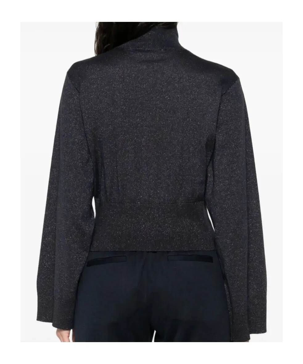 Lurex-Detail Zip-Up Blouse