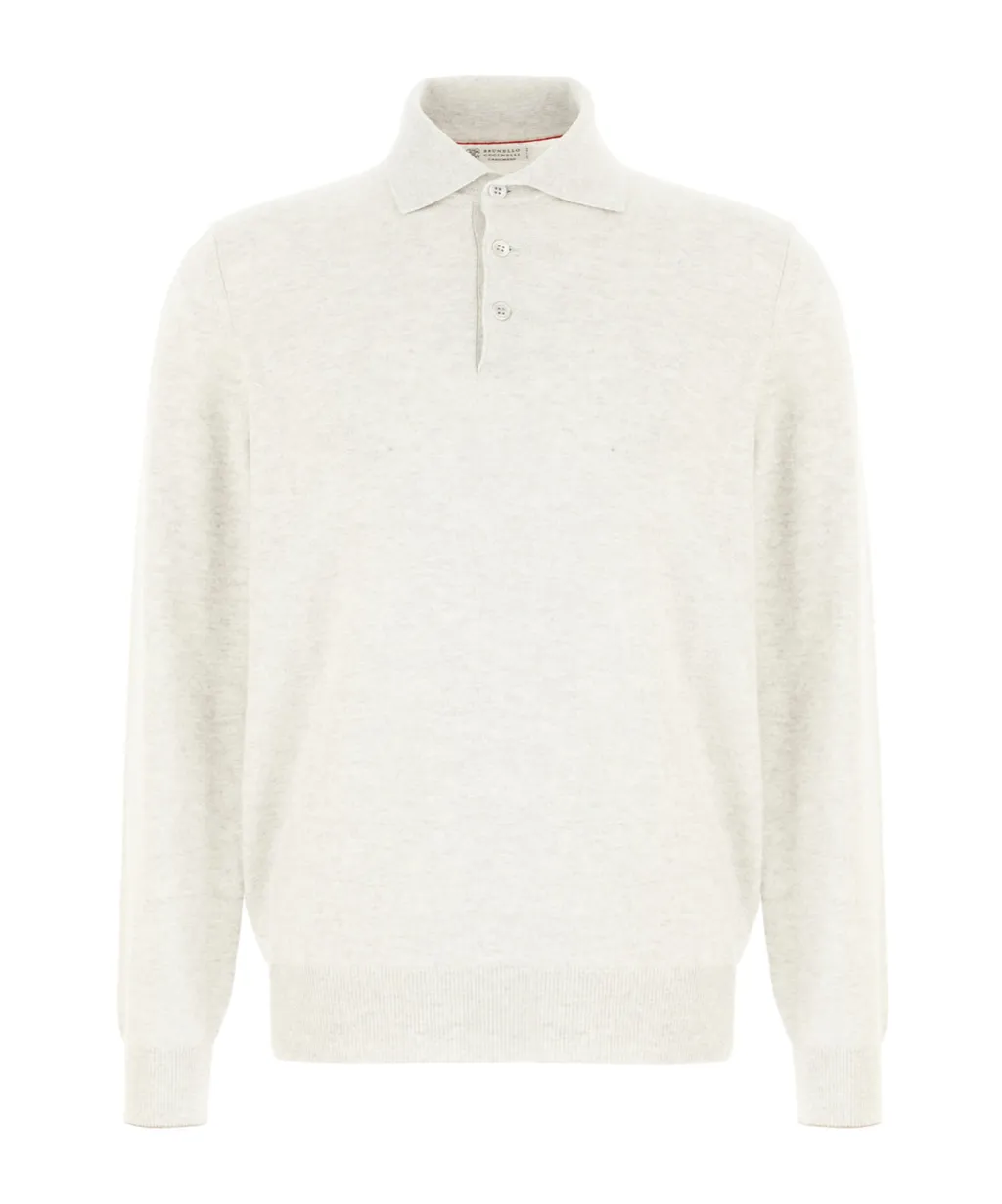 Long Sleeved Knitted Polo Shirt